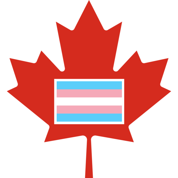 Flag of Transgender flag above Canadian flag