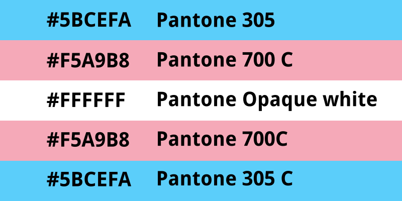 Flag of Transgender pride flag colors codes